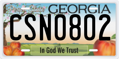 GA license plate CSN0802