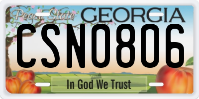 GA license plate CSN0806