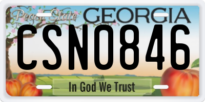 GA license plate CSN0846