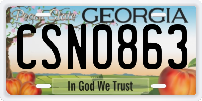 GA license plate CSN0863