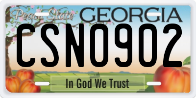 GA license plate CSN0902
