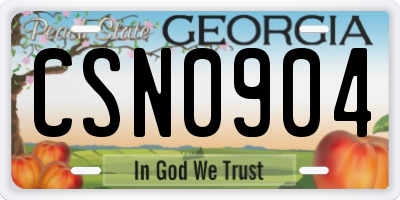 GA license plate CSN0904