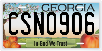 GA license plate CSN0906