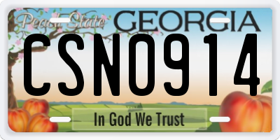 GA license plate CSN0914