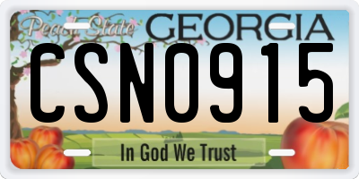 GA license plate CSN0915