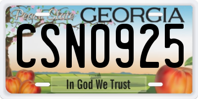 GA license plate CSN0925