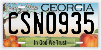 GA license plate CSN0935