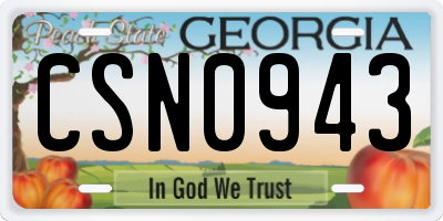 GA license plate CSN0943