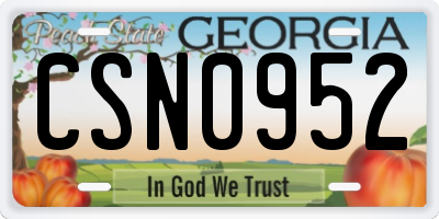 GA license plate CSN0952