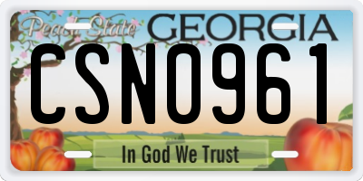 GA license plate CSN0961