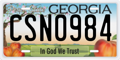 GA license plate CSN0984