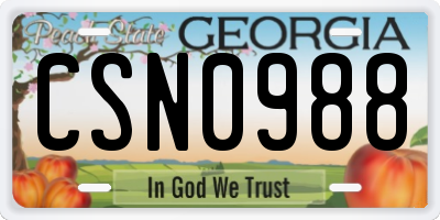 GA license plate CSN0988