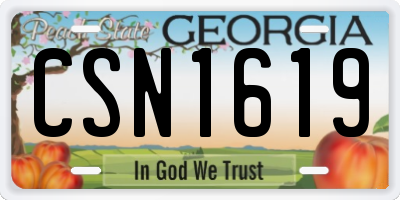 GA license plate CSN1619