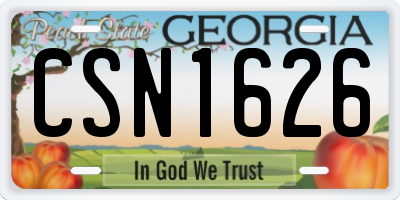 GA license plate CSN1626