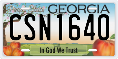 GA license plate CSN1640