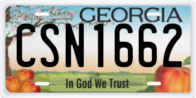 GA license plate CSN1662