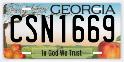 GA license plate CSN1669