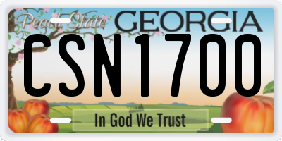 GA license plate CSN1700