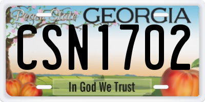 GA license plate CSN1702