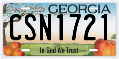 GA license plate CSN1721