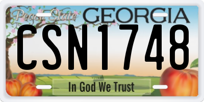 GA license plate CSN1748