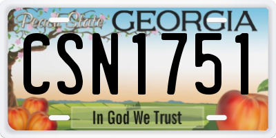 GA license plate CSN1751