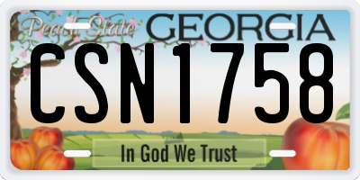 GA license plate CSN1758