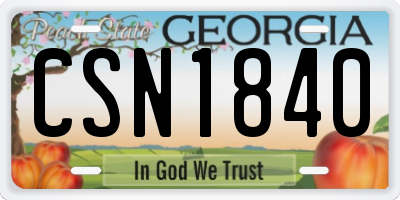GA license plate CSN1840