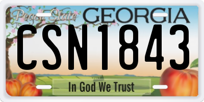 GA license plate CSN1843