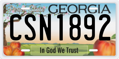GA license plate CSN1892