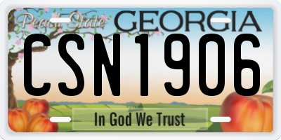 GA license plate CSN1906