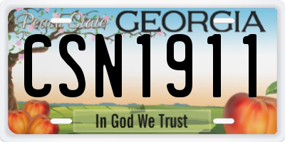 GA license plate CSN1911