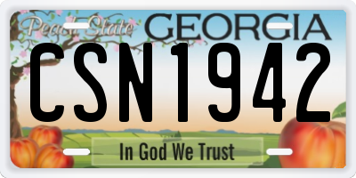 GA license plate CSN1942
