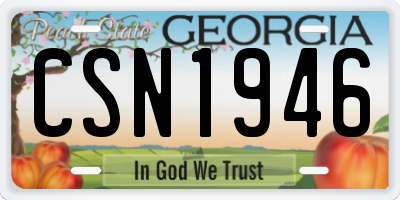 GA license plate CSN1946