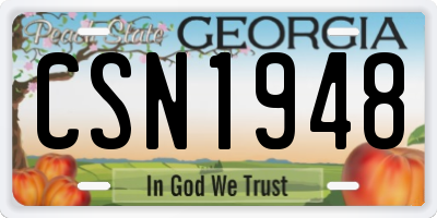 GA license plate CSN1948
