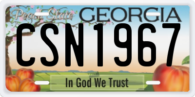 GA license plate CSN1967