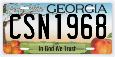 GA license plate CSN1968