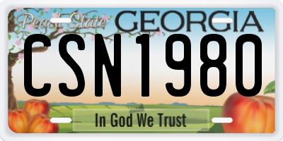GA license plate CSN1980