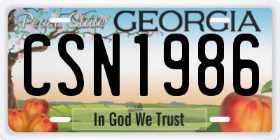 GA license plate CSN1986