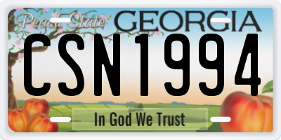 GA license plate CSN1994