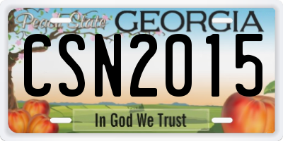 GA license plate CSN2015