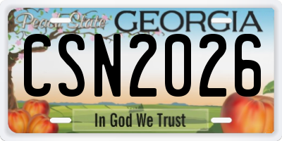 GA license plate CSN2026