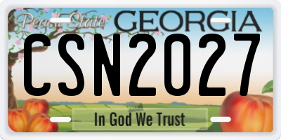 GA license plate CSN2027