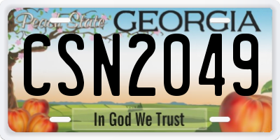 GA license plate CSN2049