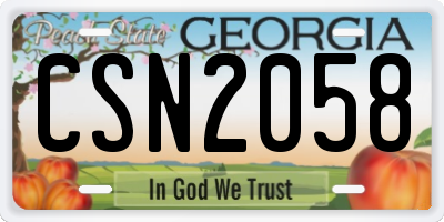 GA license plate CSN2058