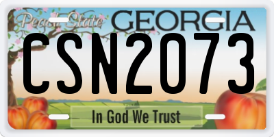 GA license plate CSN2073