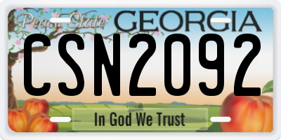 GA license plate CSN2092
