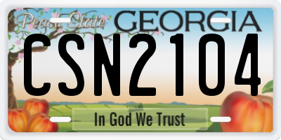 GA license plate CSN2104