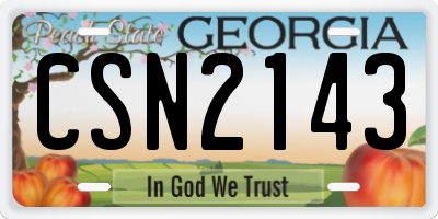 GA license plate CSN2143