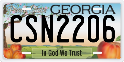 GA license plate CSN2206